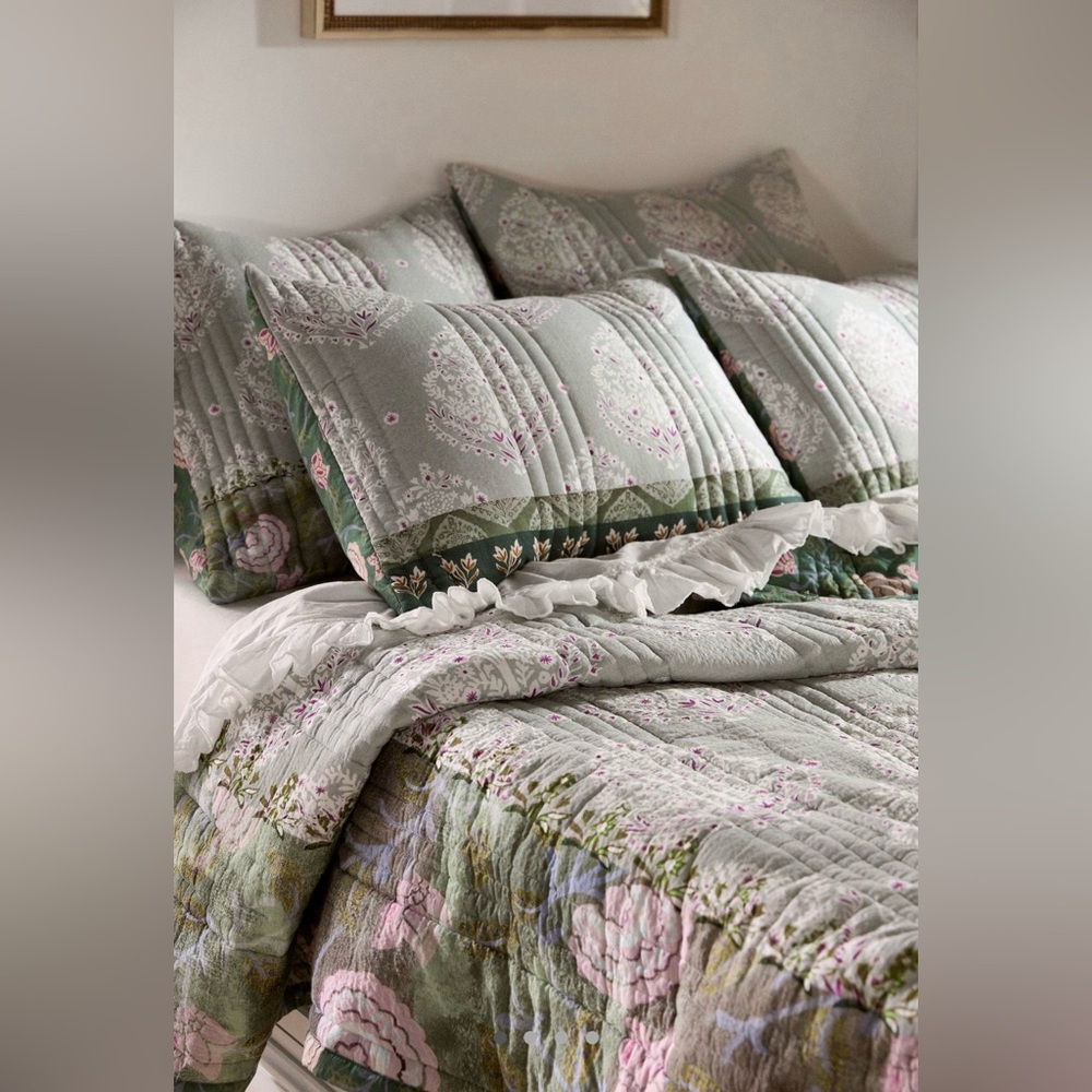 Anthropologie The Printed Textured Cotton Quilt Collection, Queen